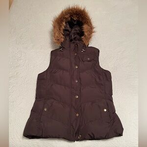 Banana Republic Black Quilted Vest With Detachable Hood Size M